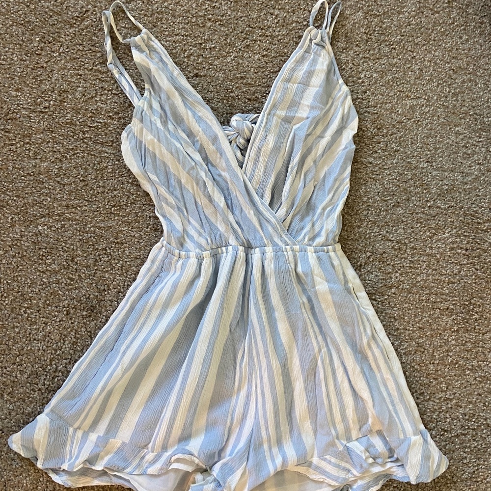 Blue and White Striped Romper from American Eagle